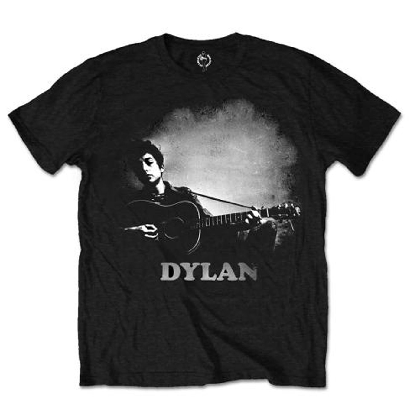 Rock Off Officially Licensed Products Men's Black Bob Dylan Guitar & Logo Official Tee T-Shirt Unisex (Medium)