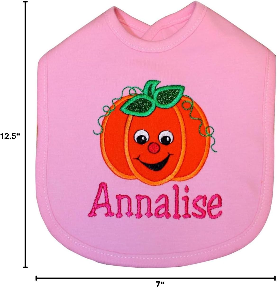 First Halloween Bib for Baby Girls with Embroidered Orange Pumpkin Appliqué
