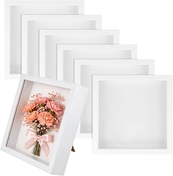 8PCS 3D Shadow Box Frame, 8 x 8 Inch White Display Case for Dried Flowers, Memorabilia, Medals, Photos