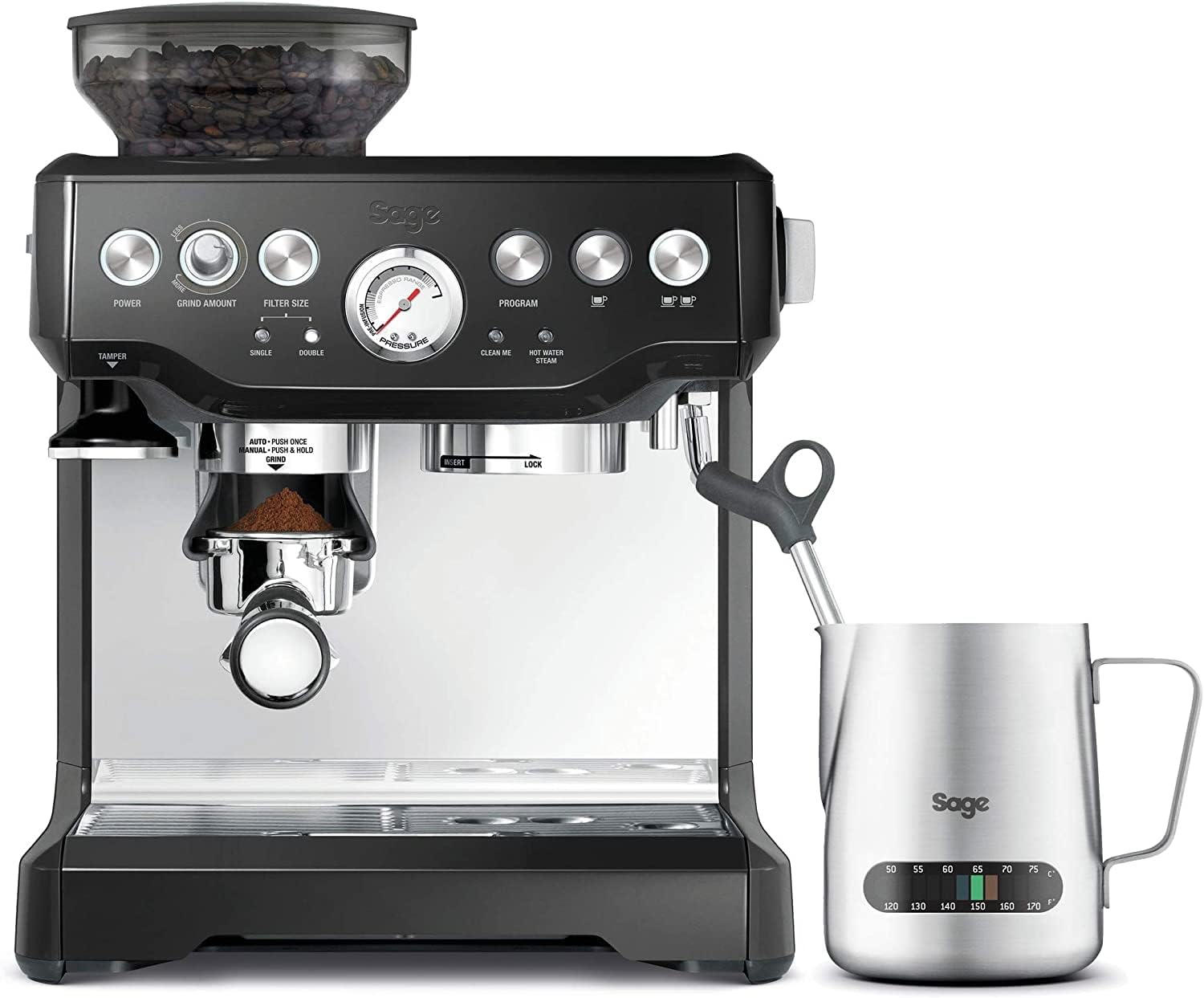 Sage Barista Express Espresso Machine - Espresso And Coffee Maker, Bean To Cup Coffee Machine, Bes875Bks, Black Sesame