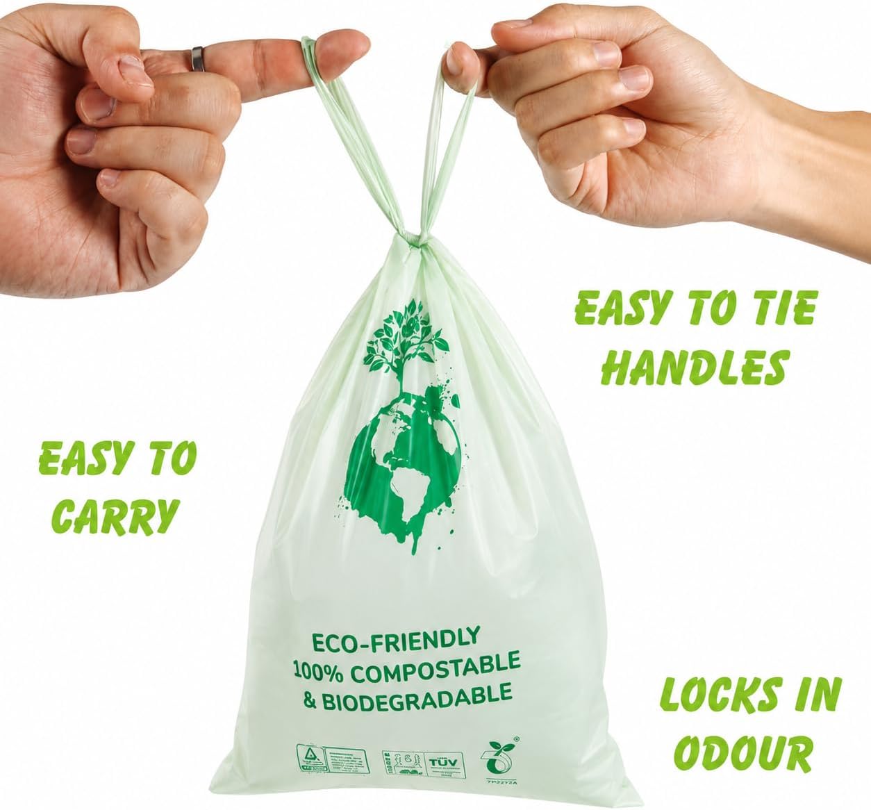 Home Compostable Dog Poop Bags, BPI & OK Compost HOME Certified | 0.6 Gallon, Thick Gusseted Unscented, 80ct, LeakProof T-Shirt Handles for Easy Knotting, Suitable for Small Medium Large Dogs