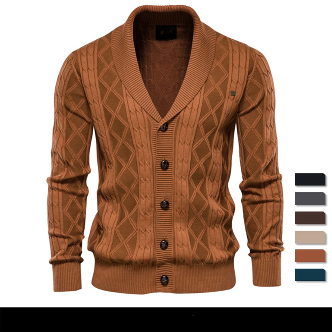 Vogrtcc Cárdigans de algodón casual en línea botón de color sólido chaqueta de punto de negocios suéter de moda abrigo de invierno