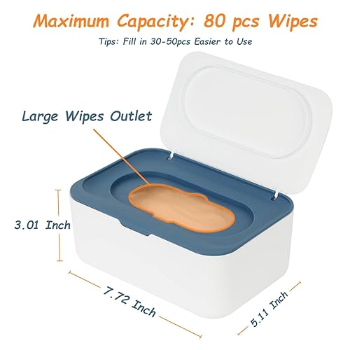 Miniatura 10 de Paquete de 2 dispensadores de toallitas, soporte para toallitas para bebés y adultos, contenedor recargable Seposeve, mantiene las toallitas