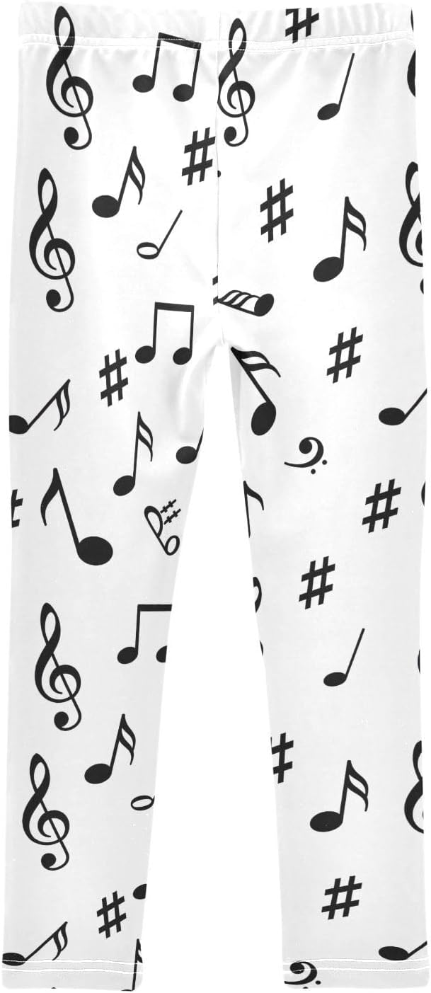 GAIREG Full-Length Girls Leggings Black Musical Notes