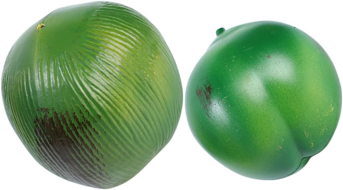 Cabilock 6pcs Artificial Coconut Decor for Tropical Parties Lifelike Simulation Props for Photography Plastic Material Realistic Fruit Model for Home Shop Window Decoration