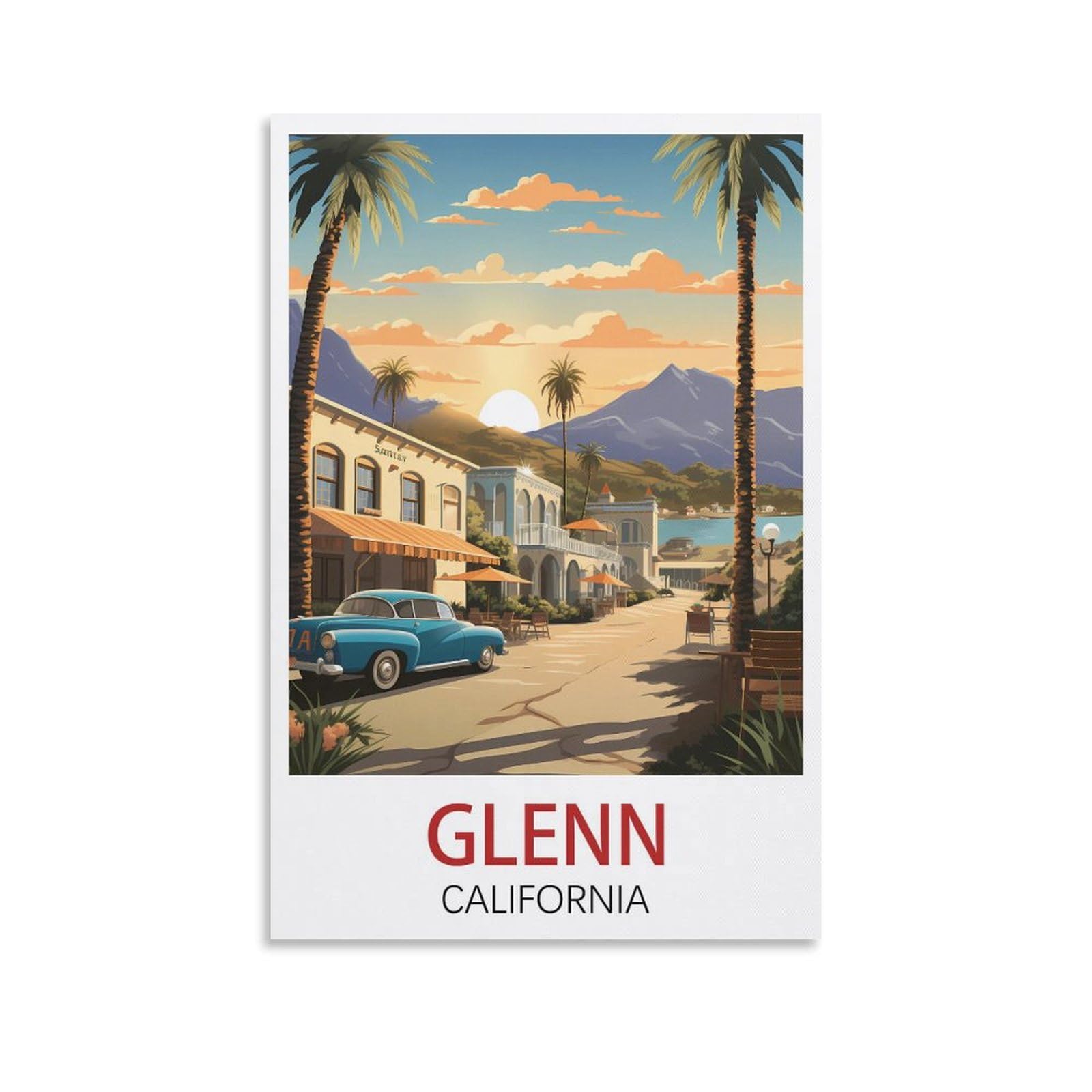 Retro Vintage Metal Tin Sign Vintage Retro Man Cave Bar Pub Shed Novelty Gift Tin Wall Décor Metal Sign Glenn California Posters 30x30cm