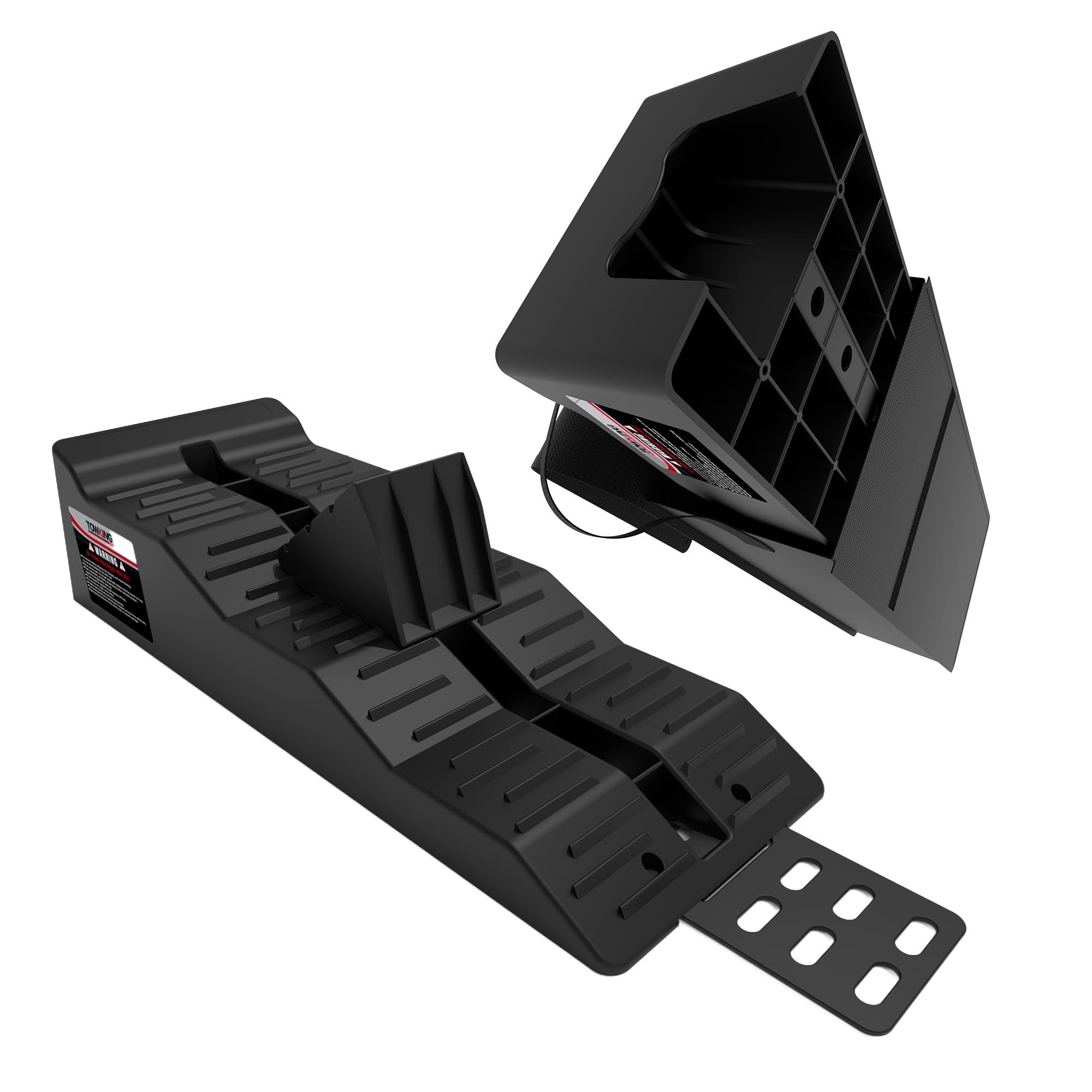 TOWKING Auffahrkeile für Wohnmobil -2PCS/1SET,Die maximale Tragfähigkeit beträgt bis zu 10 Tonnen - Auffahrkeile für Wohnwagen Wohnmobil & Anhänger (Schwarz Auffahrkeile&Keil&Tasche)