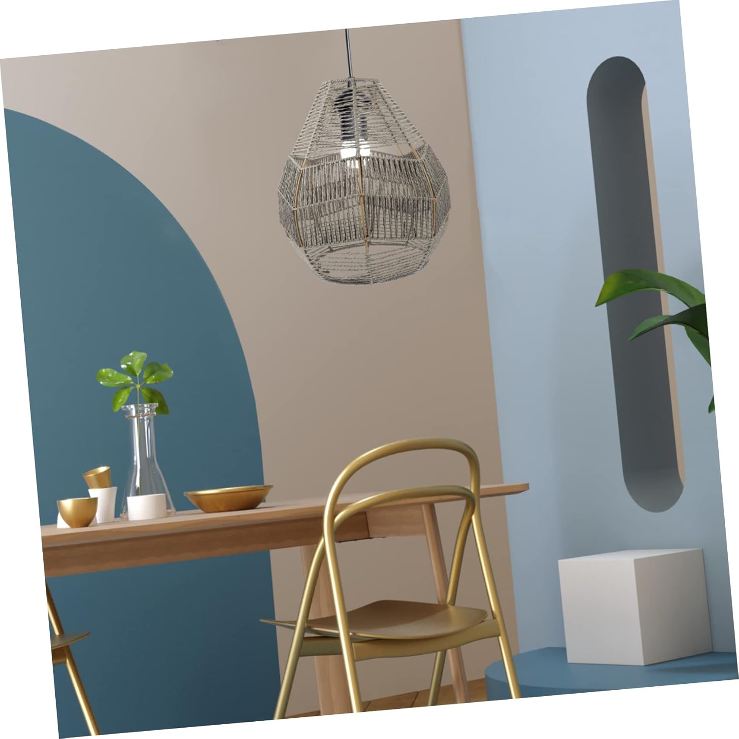 Sturdy Woven Lampshade for Hanging Light Fixtures Rustic Gray Design Easy to Install Ceiling Decor for Home and Dining Spaces Replacement for Indoor Lighting