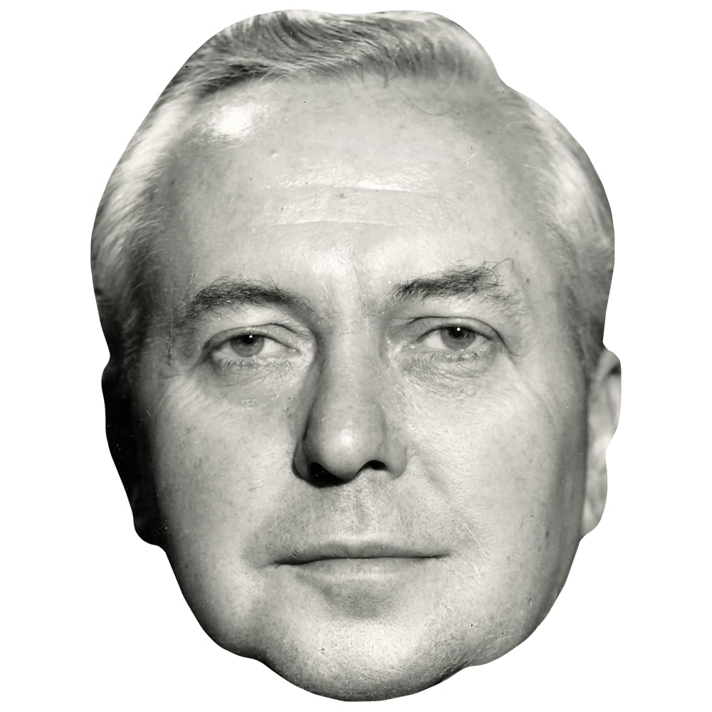 Harold Wilson (BW) Celebrity Mask, Flat Card Face, Fancy Dress Mask