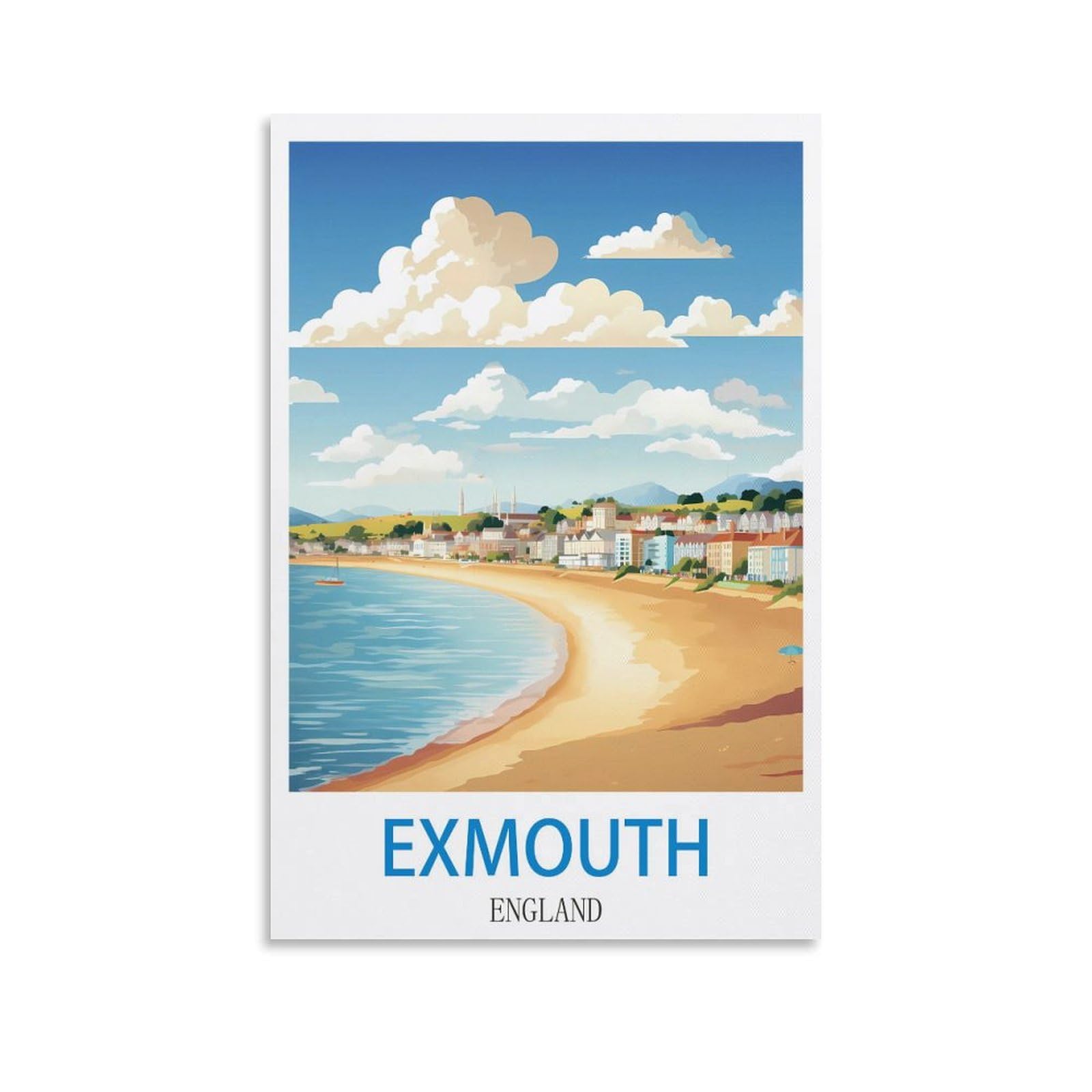 Lnmnjesg Unframe-Style Exmouth England Vintage Travel Poster 12X18inch(30X45cm) Canvas Painting Wall Art, Wall Decor Pictures Prints For Living Room Bedroom