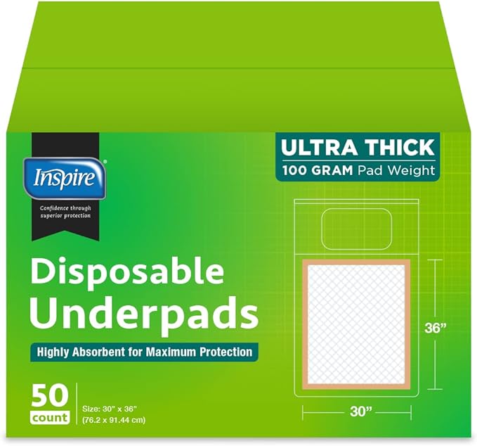 Inspire XL 30 x 36 Super Absorbent Bed Pads for Incontinence Disposable The Peach