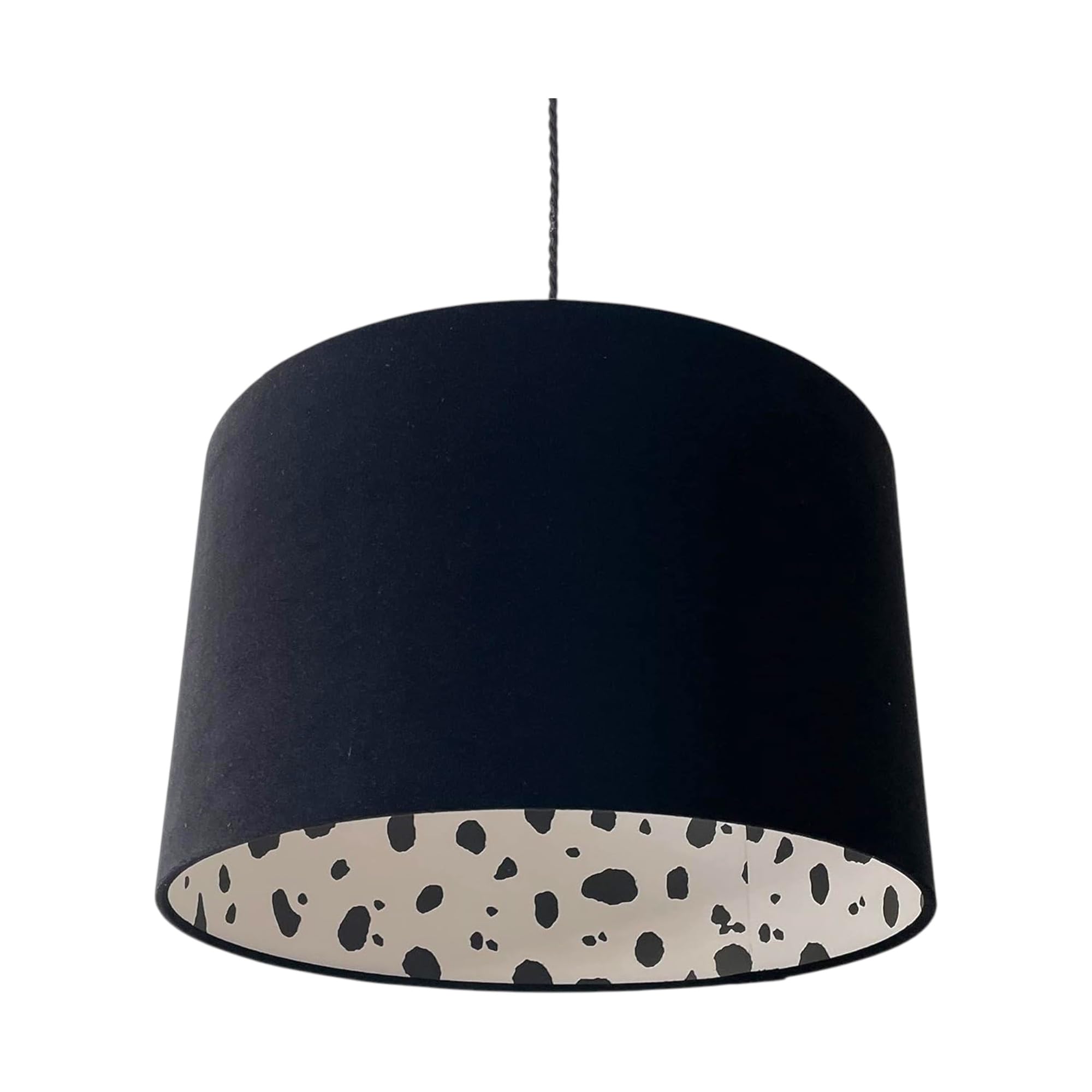 Black Velvet Dalmatian Print Drum Lampshade