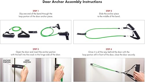 Miniatura 4 de ProsourceFit Bandas de resistencia apilables con anclaje de puerta y tabla de ejercicios, ejercicios de cuerpo completo y entrenamientos en casa