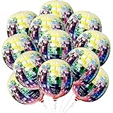 Big, 22 Inch Disco Ball Balloons - Pack of 12, 4D Disco Balloons | 90s Party Decorations | Disco...