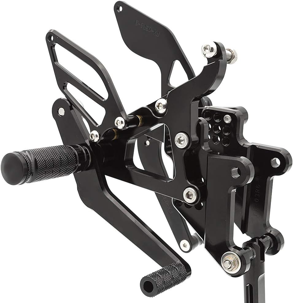 Krace Front Motorcycle Rearsets Footpegs Foot Pegs Rear Set Footrests Brake Shift Pedals Fully Adjustable Foot Boards Fit For Yamaha YZF R6 2003-2005