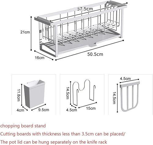Miniatura 6 de JUSHZ Escurridor de platos, escurridor de platos sobre el fregadero, escurridor con bandeja de goteo, de metal, estrecho, pequeño, todo en uno,