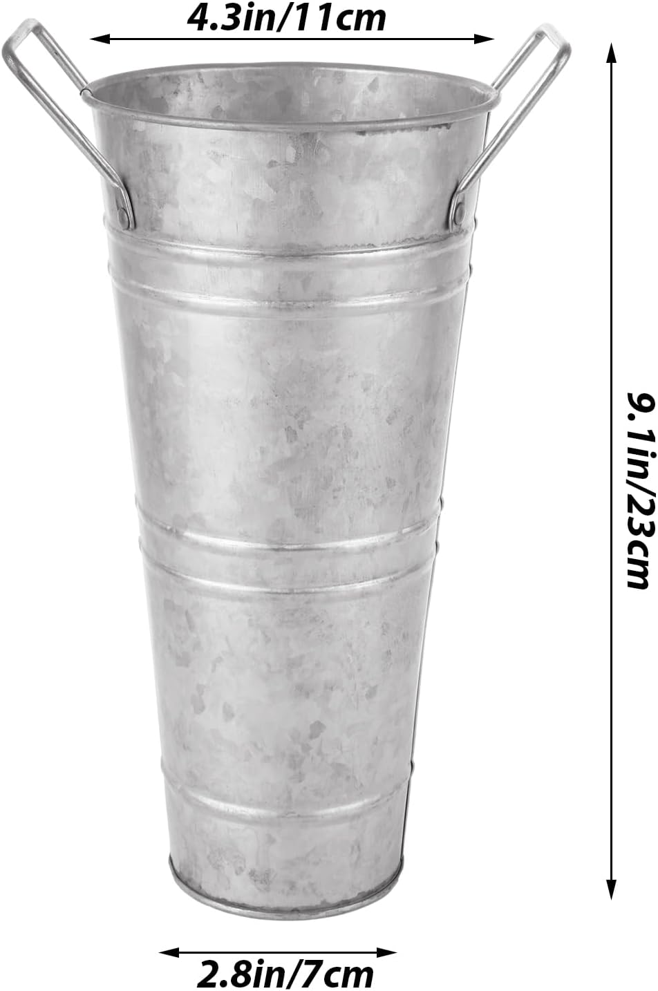 MIVIDE 6 Pack 9 Inch Galvanized Flower Bar Buckets, Flower Buckets for Flower Bar, Metal Flower Bucket Decoration and Metal Vase with Handles for Wedding, Balcony Garden, Home Decor
