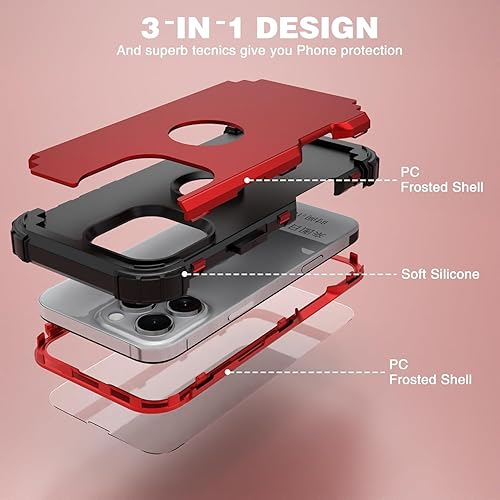 Miniatura 9 de IDweel Funda para iPhone 16 Pro Max con protector de pantalla, 3 en 1, a prueba de golpes, delgada, híbrida, resistente, cubierta de policarbonato