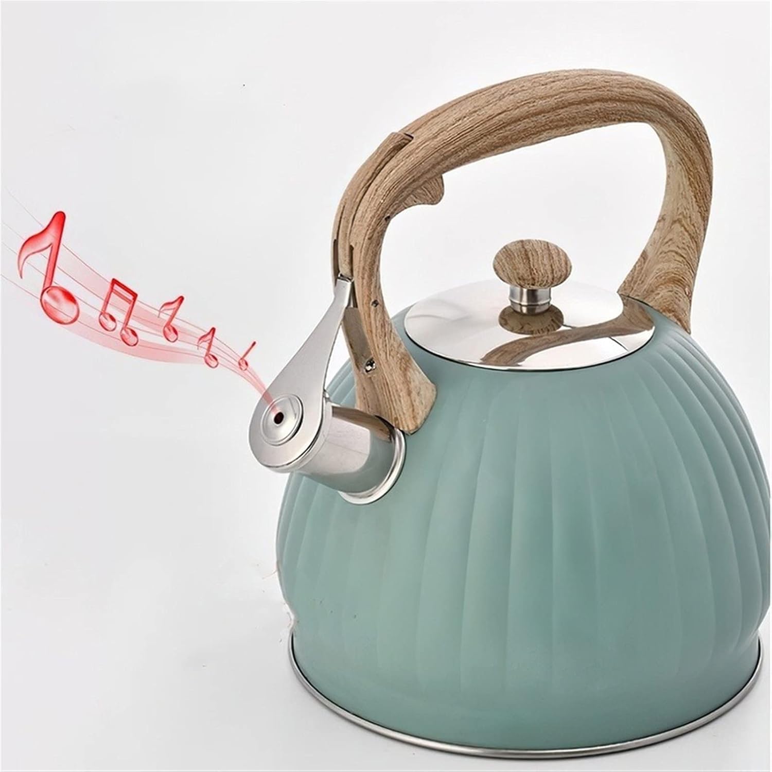Whistling Kettle Tea Kettle Stainless Steel Tea Kettle Pumpkin Shape Tea Pot Ergonomic Handle 3L Whistling Teakettle Heat Insulation and Anti-Scald Teakettle Teapot