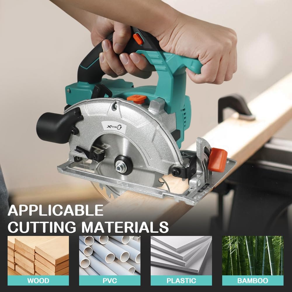 XPENG 20V Cordless Circular Saw cutting depth adjustment