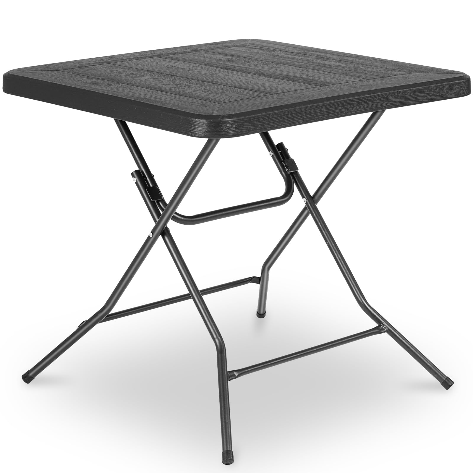 Mesa de Jardín 80 x 80 x 74 cm, Mesa Plegable Portátil, Estructura de Acero y Espesar HDPE, Resistente a la Intemperie, Mesa de Camping, Carga de 50kg, Mesa Exterior e Interior para jardín, Terraza