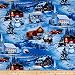 Elizabeth's Studio Country Christmas Scenic Blue Fabric by The Yard,