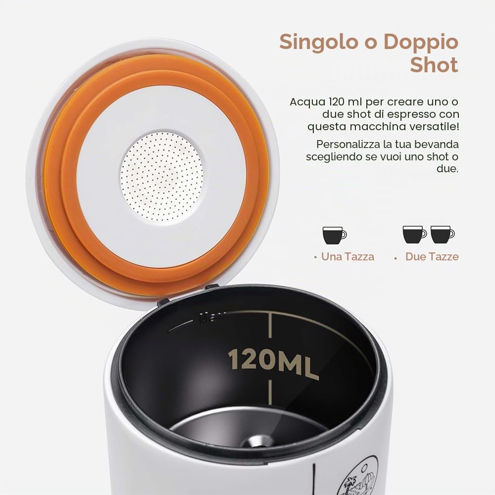 3-in-1 Macchina da caffè portatile senza funzione di riscaldamento, Macchina da caffè elettrica, 17 bar Mini macchina da caffè per NES PRESSO/DolceGusto Pads e caffè macinato per il viaggio