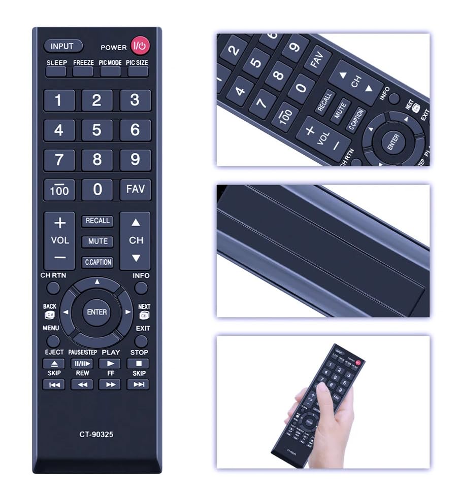 Télécommande compatible Toshiba CT-90325 pour téléviseur 32C10
