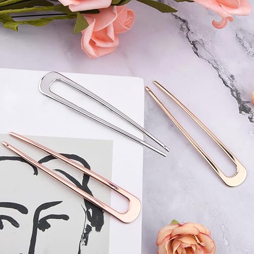 Miniatura 7 de 6 horquillas de pelo francés grande, horquillas francesas en forma de U, 4 pulgadas, 2 puntas, pasador de pelo duradero, elegante, aleación de