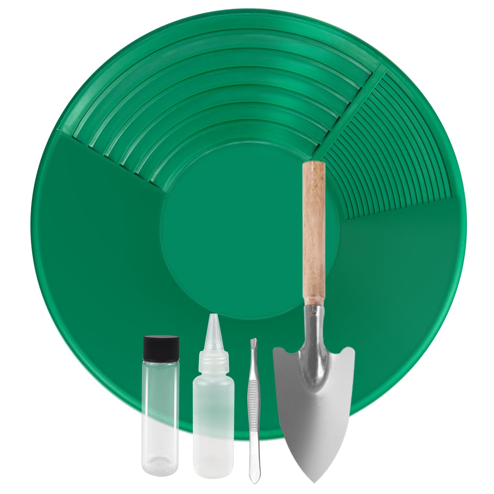 Kit D'orpaillage Gold Pan 38,5 x 8,5 cm Casserole Plastique pour Lavage Tamis Prospection Minière (Vert)