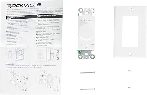 Miniatura 8 de Rockville VOL850 Controlador de volumen estéreo de pared de 50 W x2, 8 ohmios, perilla giratoria de 11 pasos, atenuación de 20 Hz-20 kHz, atenuación