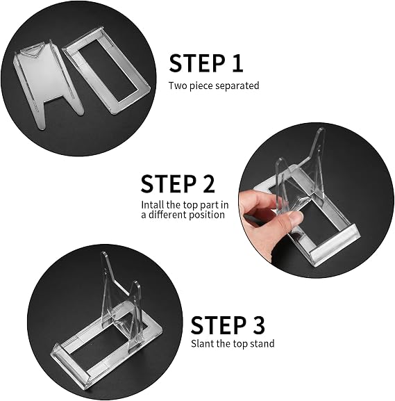 8 Pcs Small Acrylic Display Stand, Clear Acrylic Plate sSands for Display, Clear Plastic Display Stands, Adjustable Multifunctional Display Holder Easel Stands for Photos Plates Cards Phones Books