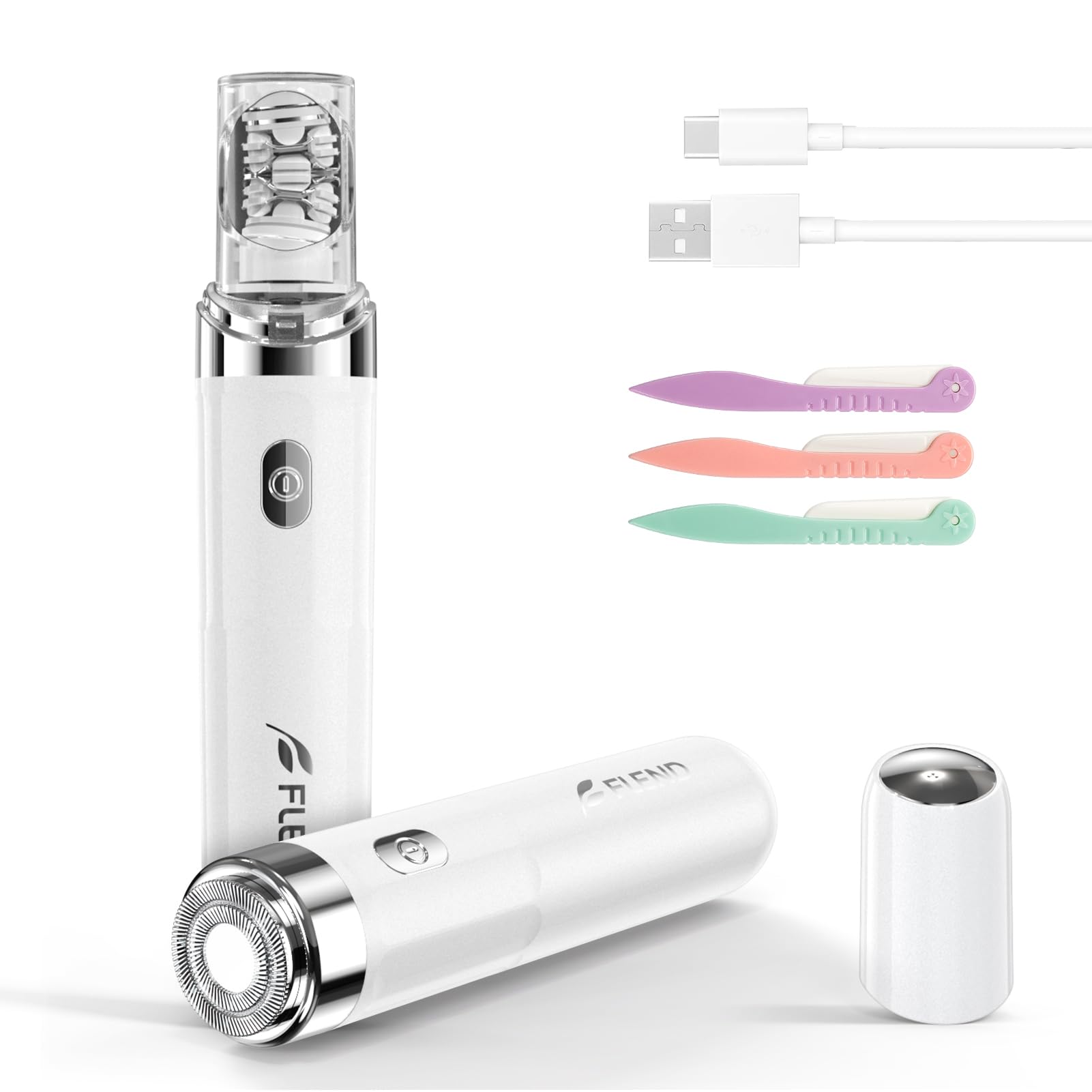 Epilierer Damen, 2-in-1 Gesichtshaarentferner für Frauen, Schmerzloser Gesichtsrasierer Frauen, Mit 2 Austauschbaren Köpfen & LED-Licht, USB-aufladbar, Geeignet für Gesicht, Kinn & Arme