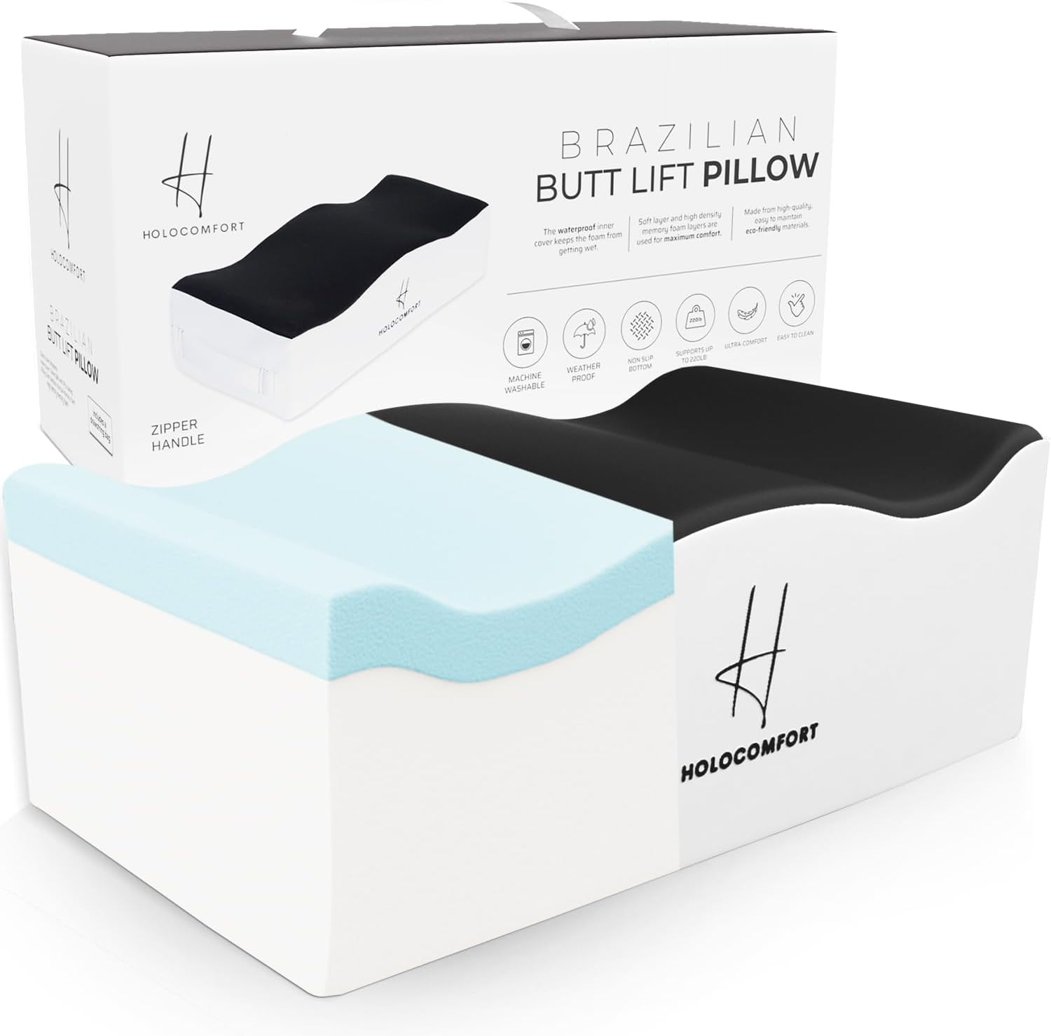 BBL Pillow After Surgery for Butt - Large Size, Ultra Comfort, Max Support, Luxury Recovery Pillow - Soft Memory Foam Booty Sitting Pillow for Driving