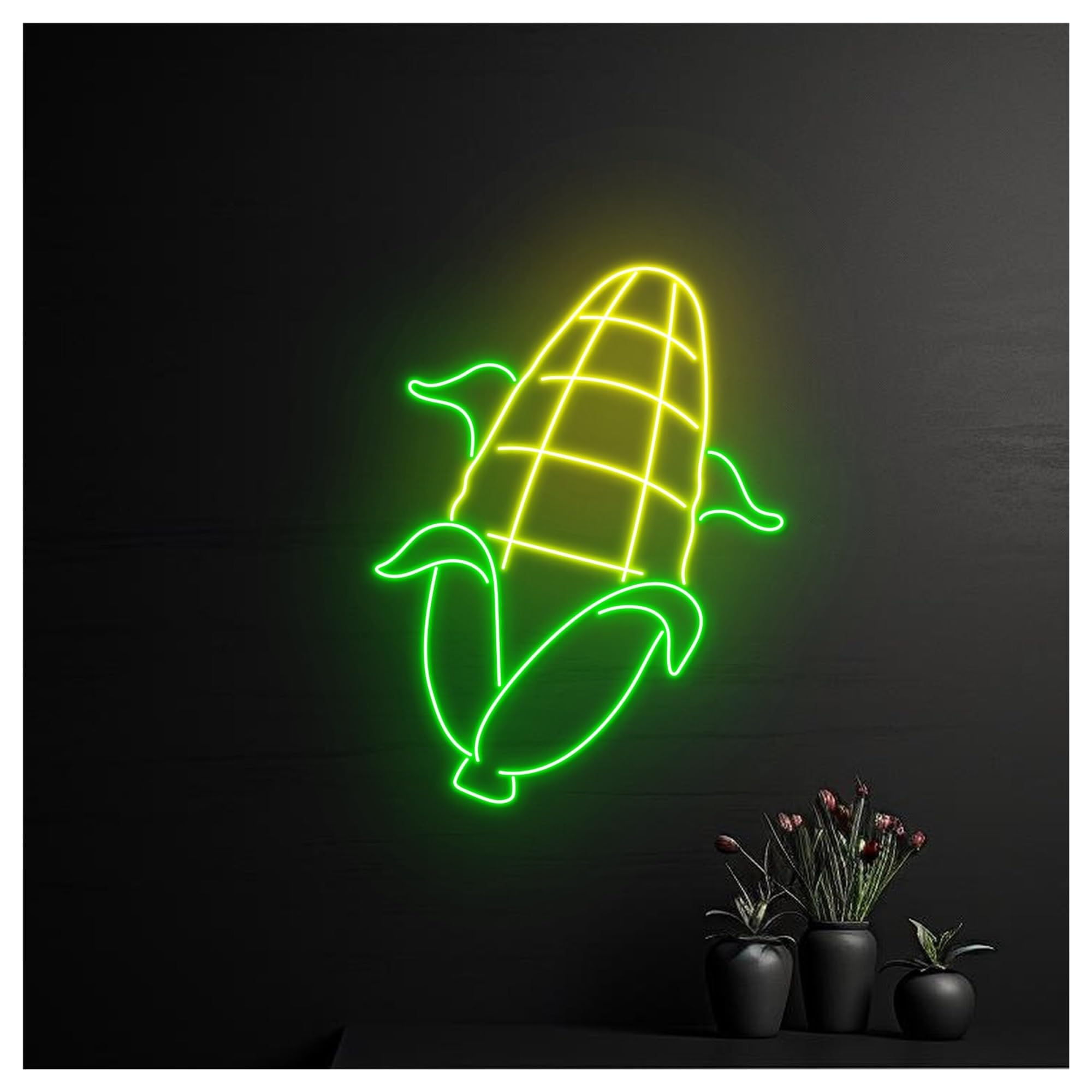 RONGCH Hanging Art Neon Signs Corn Neon Sign, Suitable for Vegetable Farm Decor with Brightness Adjustable 50cm