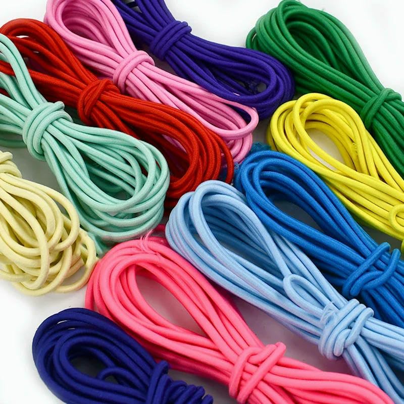 5/10/20/30/40/50 m elastisches Seil, 4,0 mm, rund, bunte Gummibänder für Haarbänder, Stoffgürtel, Nähen, Bungee-Cord, Federkordel, Hellgrün, 4,0 mm, 40 Meter (8 Rollen)