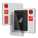 WOFOLiFE Designed for Rabbit R1 Case and 2 Screen Protectors, Silicone Shockproof Protective Case with Cushioning Airbags and Lanyard Hole, Premium HD Screen Protector, 360° Protection (White)