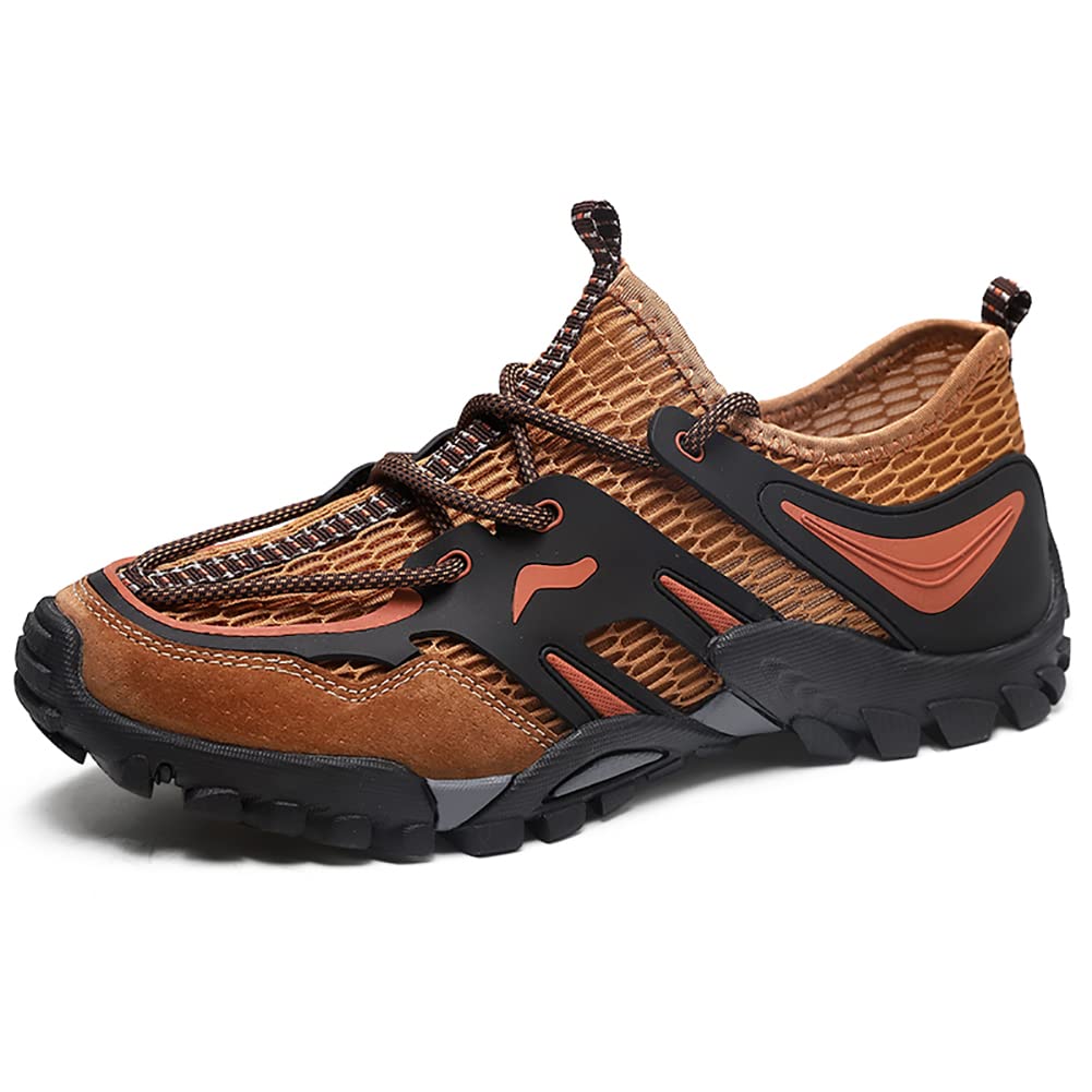 Tsuukuie Men's Outdoor Hiking Shoes Summer Fashion Mesh Breathable Travel Shoes Field Adventure