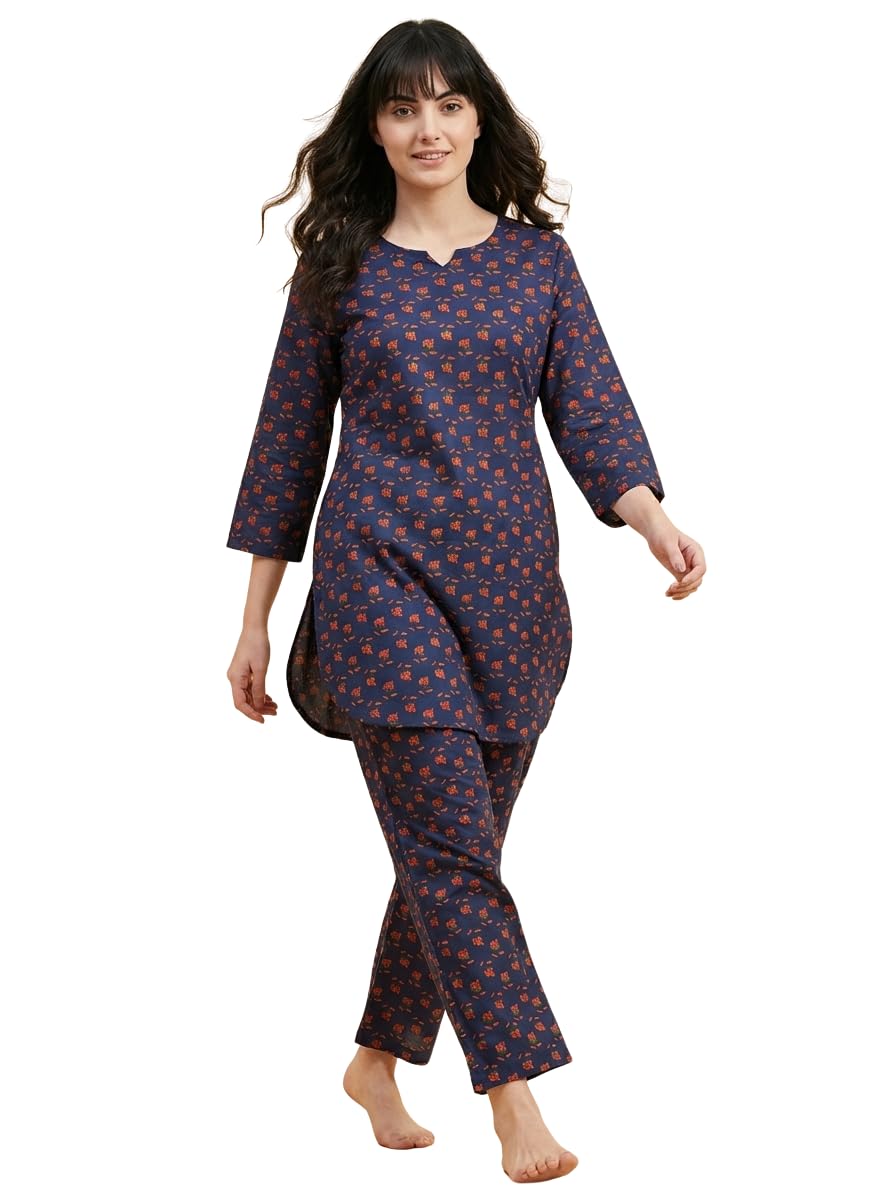 Bee M Pee Designer Trendy Floral Printed Poly Cotton Blend Latest Kurta Coord Sets for Women | Stylish Casual Tunic Kurti Set with Pant for Woman for Office