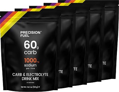 Precision Fuel Carb & Electrolytes Mélange en poudre pour boisson énergétique, 60 g glucides et 1000 mg sodium/L, vegan, goût agrumes, pour entraînements intensifs et sports d’endurance (1 paquet)