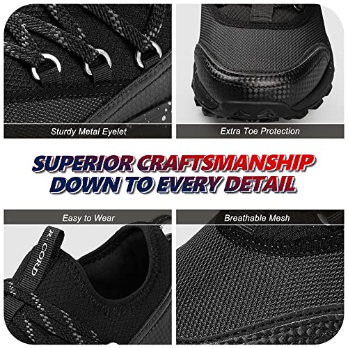 @ R Cord Mens Hiking Shoes Lightweight Trekking Shoes Non-Slip Breathable Outdoor Sneakers For Trail Running Walking Black Size 10.5 #TOP4