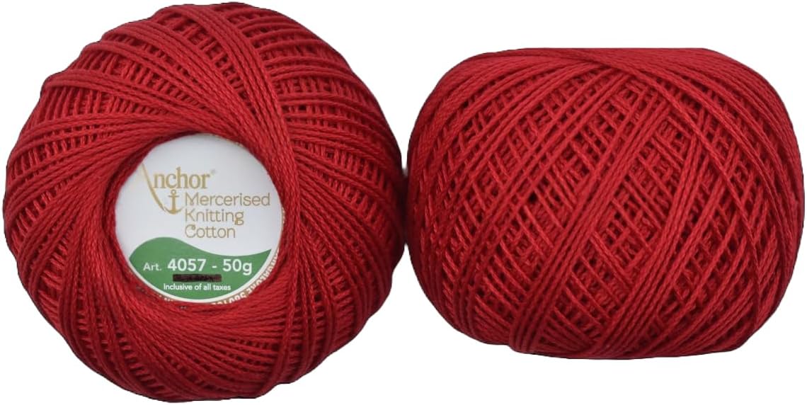 - HUNNY- BUNCH® Premium Anchor Mercerised Knitting Crochet Cotton Thread Yarn Balls for Knitting, Weaving, Embroidery, DIY and Craft Making (Art. 4057) 50G - Pack of 1 (6578)
