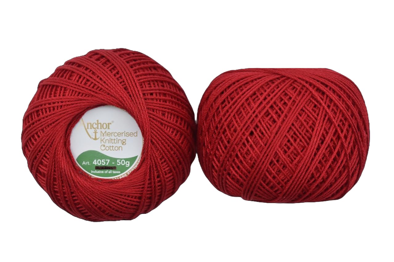 HUNNY- BUNCH® Premium Anchor Mercerised Knitting Crochet Cotton Thread Yarn Balls for Knitting, Weaving, Embroidery, DIY and Craft Making (Art. 4057) 50G - Pack of 1 (6578)
