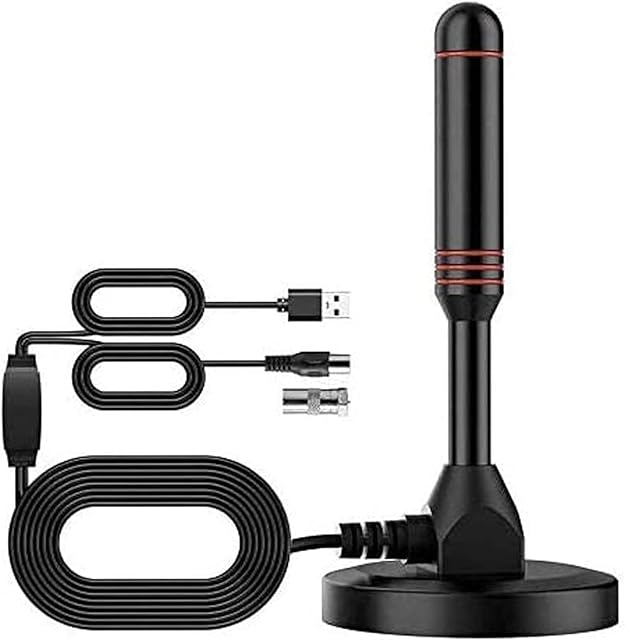 Portable Digital TV Aerial, High Gain HD Antenna for USB TV Tuner/DVB-T Television/DAB Radio/SD / 4K with Magnetic Base 6.5ft Coax Cable