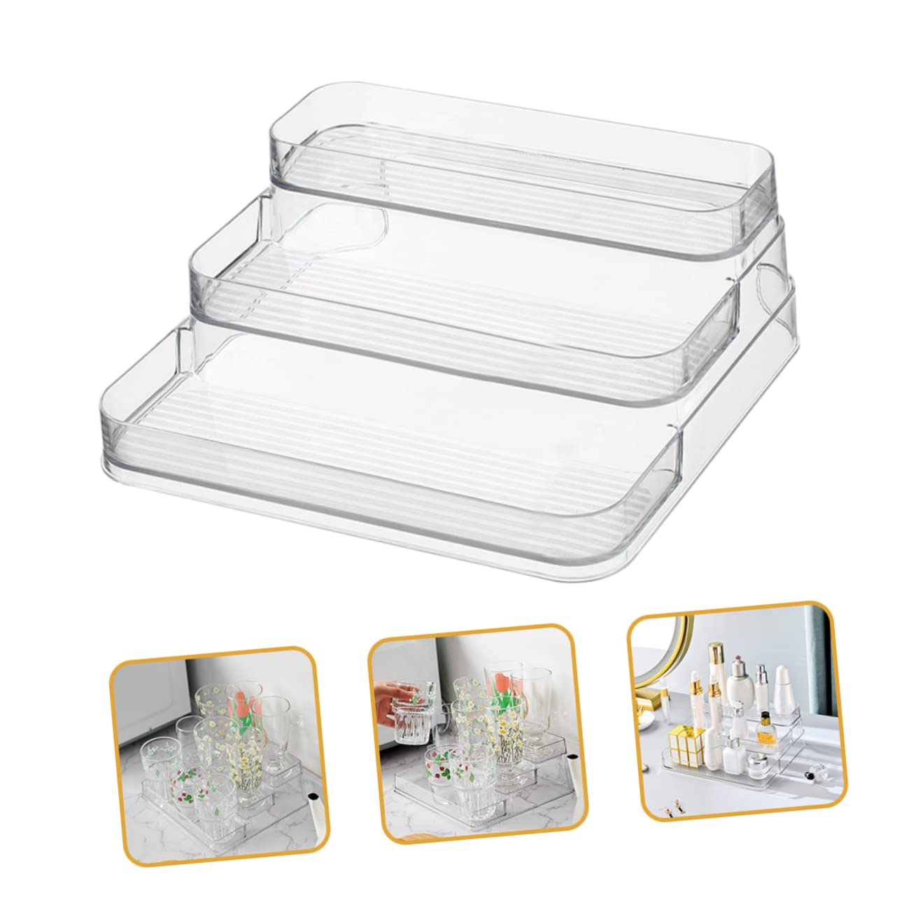 Garneck Kosmetischer Organizer Gewürzspeicherbehälter mit Stufigem Design Platzsparend für Küche Büro und Schlafzimmer für Gewürze und Haushaltsgegenstände