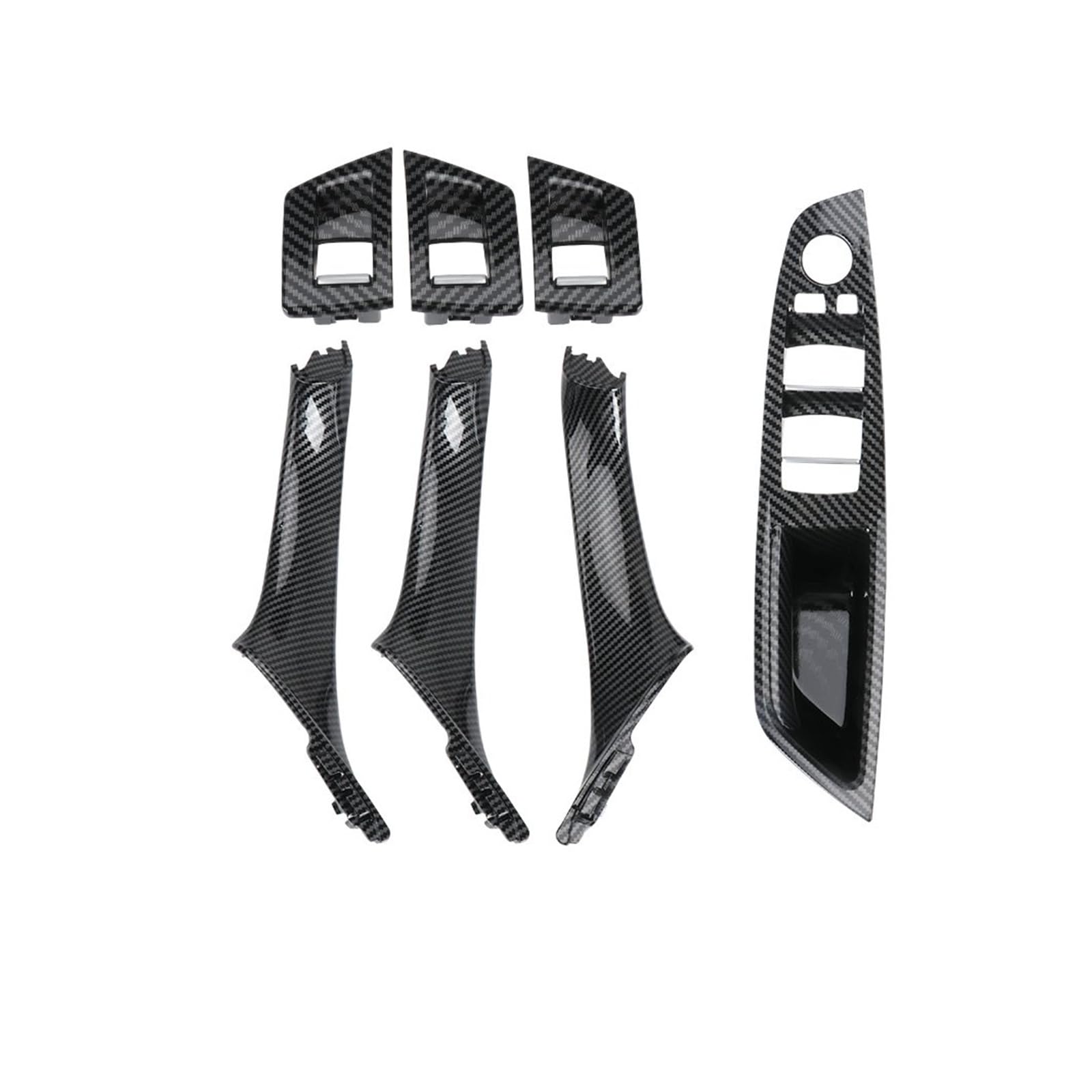 Fpcdhxsp Inner Door Pull Handle Trim Cover for BMW for 5 Series for F10 for F18 523 525 528 LHD RHD Car Interior Door Handle Pull 7Piece Set(RHD Carbon)