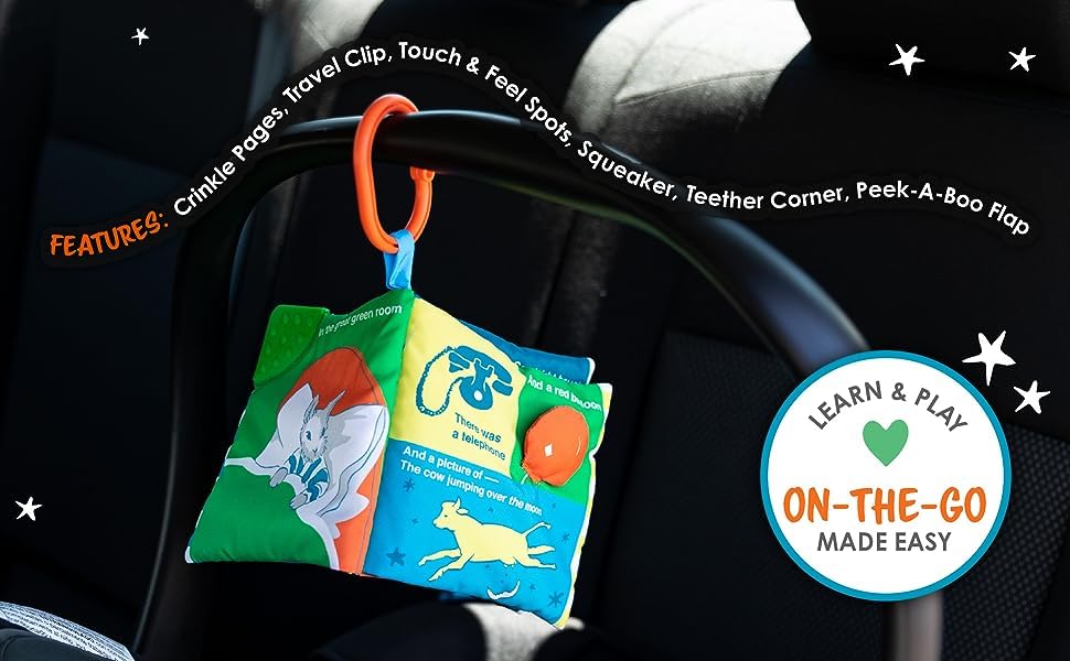 Goodnight Moon Board Book by Margaret Wise Brown, Beanbag Bunny Stuffed Animal Plush, and Good Night Moon Baby Soft Book Toy with On The Go Clip (A Classic, Sweet Dreams Baby Book Bedtime Gift Set B) - Image 7