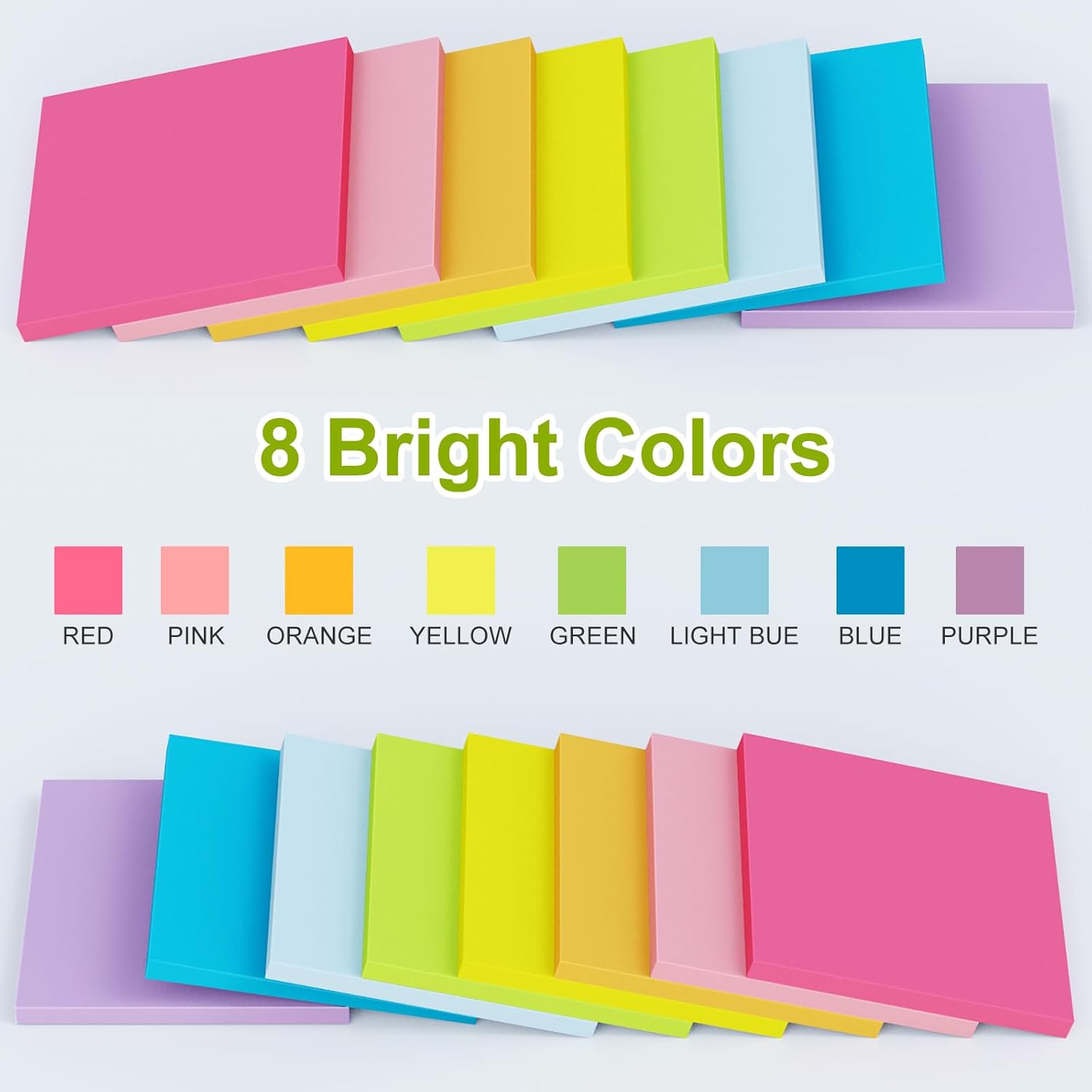 Sticky Notes 3x3 in,8 Bright Colors,16 Pack Colored Sticky Notes Pads, Self-Stick, Recyclable, and Reusable Sticky Notes - Easy to Post for Office, School, Home image 5 of 7 B0F1KRYT97