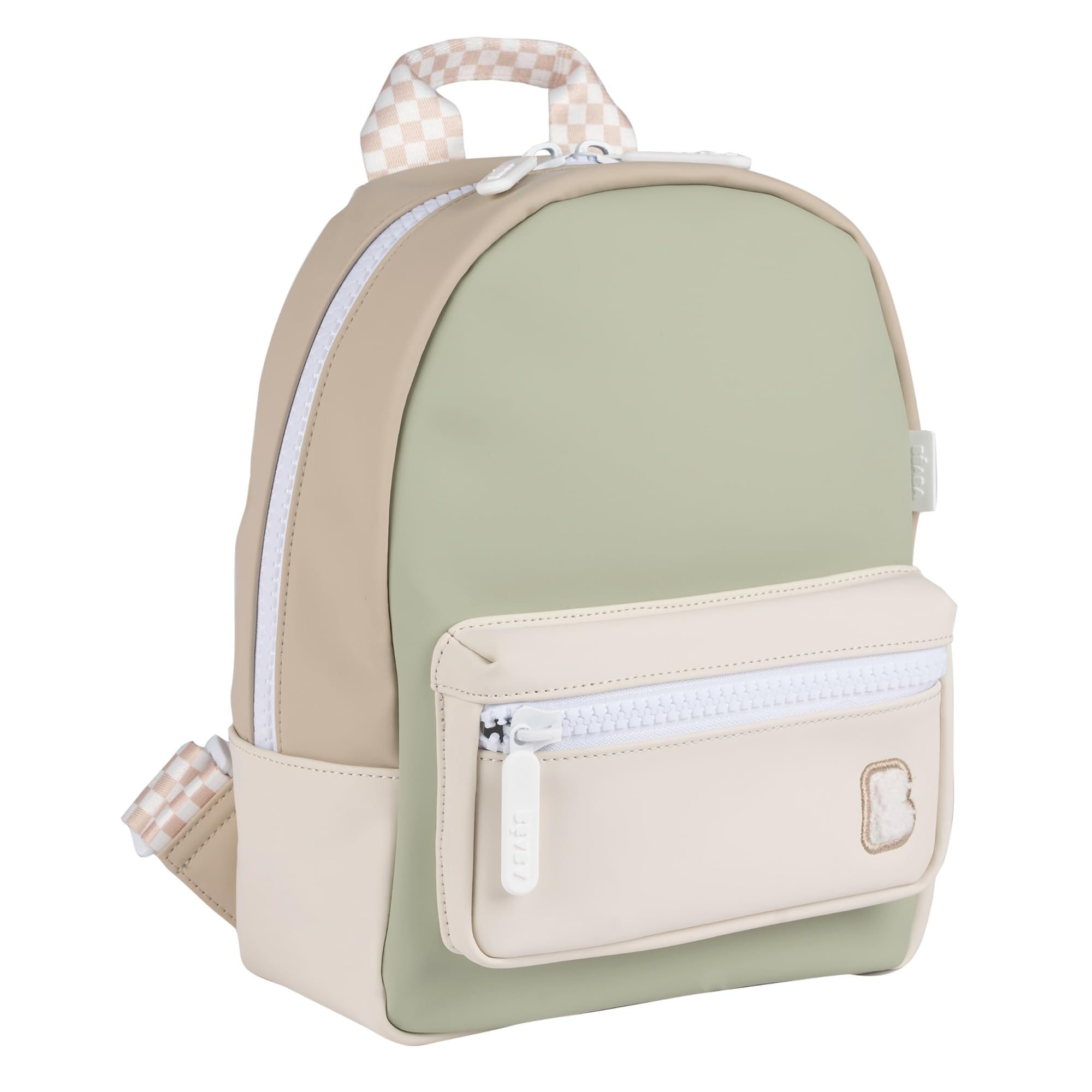 BEABA, Sac à Dos Enfant Maternelle, Cartable, 2 Poches, Etiquette Prénom, Effet Gomme, Large Zip, Anses Ajustables, Dos Rembourré, Waterproof, Moderne, Robuste, Facile à nettoyer, Faro, Vert de gris