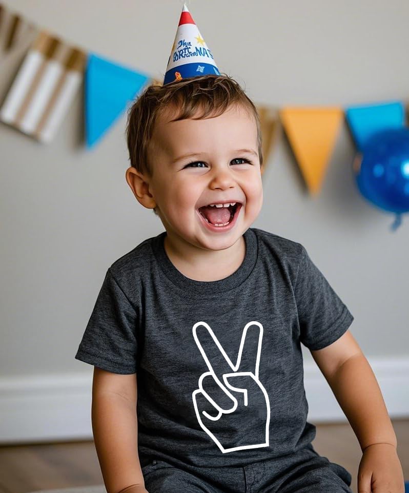 Image of Toddler Boys Girls 2nd Birthday Shirt Outfit for Kids Two Years Old Birthday Gift for Party Short Sleeve Tshirt